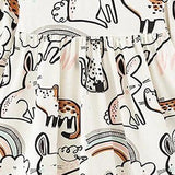 Baby Girl Cartoon Animal Pattern A-Line Design Loose Cotton Dress - MyKids-USA™