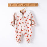 Autumn and Spring Arrival Baby Girls Simple Fruits Pattern Long Sleeves Rompers