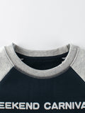 Autumn and Winter Arrival Kids Boys Letters Print Crew Neck Long Sleeves Color Patchwork Sweatshirt