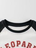 Baby Boy Kids Leopard Cartoon Letters Printing Crew Neck Long Sleeve Pullover