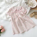 Summer Baby Kids Girls Short Sleeves Pink Floral Dress