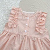 Summer Baby Girls French-style Butterfly-Bows Embroidery Pattern Sleeveless Onesies and Dress – Princess Sister Matching Set