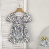 Summer Baby Girls French-style Flowers Pattern Short-sleeved Onesies and Dress – Princess Sister Matching