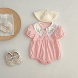 Summer Baby Kids Girls Flowers Embroidery Collar Onesies And Girls’ Dress – Princess Sister Matching Set - MyKids-USA™