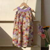 Summer Arrival Baby Kids Girls Cute Sleeveless Oil-Painting Flowers Pattern Printed Dress - MyKids-USA™