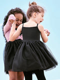 Summer Arrival Baby Kids Girls Sleeveless Solid Color Black Tulle Dress - MyKids-USA™