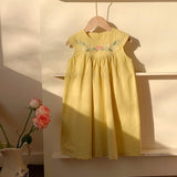 Summer Arrival Baby Kids Girls Cute Sleeveless Sweet Flowers Embroidered Dress - MyKids-USA™