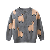 Baby Boy Cartoon Llama Embroidered Pattern Button Front Knitted Cardigan - MyKids-USA™