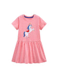 Baby Kids Girls Unicorn Pattern Short Sleeves White Stars Dress - MyKids-USA™