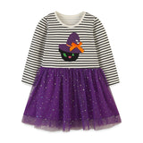 Striped Embroidered Tulle Dress: Halloween Edition For Girls - MyKids-USA™