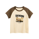 Summer Kids’ Teddy Cartoon and Letters Print T-shirt in European and American Style