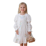 Spring and Autumn Vintage Flowers Embroidered Long-sleeved Dress for Stylish Girls - MyKids-USA™