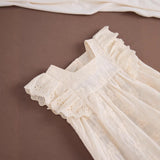 Summer Arrival Solid Color Flowers Pattern Fly Sleeves Dress for Stylish Girls