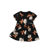Summer Arrival Flowers Painting Pattern Short Sleeves Dress for Stylish Girls
