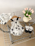 Summer Girls Color Patchwork Floral Pattern Strap Onesies And Fly Sleeves Dress – Princess Sister Matching Set With Shoes
