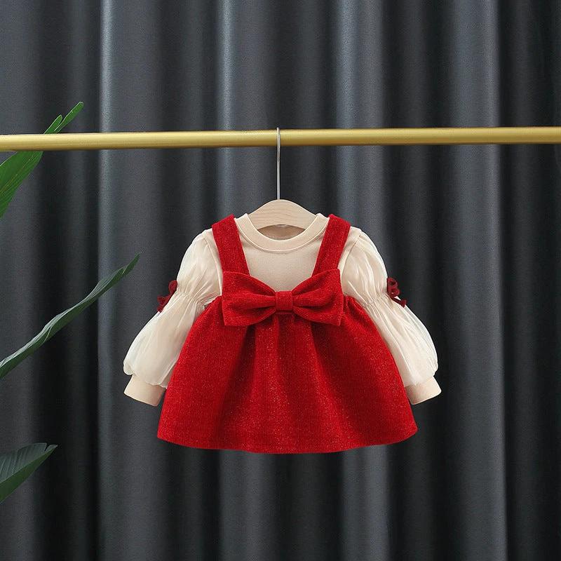 Autumn and Winter Arrival Baby Girls Long Sleeves Crew Neck Top and Overalls Dress - MyKids-USA™