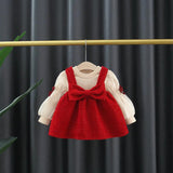 Autumn and Winter Arrival Baby Girls Long Sleeves Crew Neck Top and Overalls Dress - MyKids-USA™
