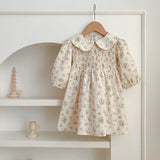 New Arrival Autumn Floral Print Baby Kids Peter Pan Collar Onesies And Girls’ Dress – Princess Sister Matching Set - MyKids-USA™
