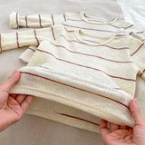 Striped Pattern Pajamas With Removable Drool Towel Sets
