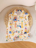 New Arrival Summer Baby Kids Unisex Cartoon Pattern Turn-Down Collar Sleeveless Romper