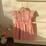 Summer Arrival Baby Kids Girls Vintage Sleeveless Flowers Pattern Dress - MyKids-USA™