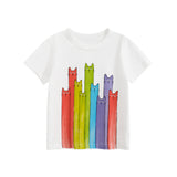 Summer Girls’ Cartoon Cats Pattern Printed T-shirt in European and American Style