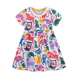 Summer Pure Cotton Cute Various Cartoon Animals Pattern Sleeveless Dress for Stylish Girls