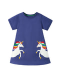European and American Style Short Sleeve Horse Pattern Princess Dress for Girls, Summer Dress for Toddlers and Young Children - MyKids-USA™