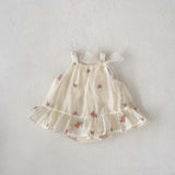 Summer New Arrival Baby Girls Sleeveless Flowers Pattern Tulle Strap Onesies Dress