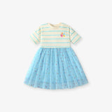 Summer Arrival Colorful Heart Pattern Short Sleeves Striped Dress for Stylish Girls - MyKids-USA™