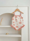 New Arrival Summer Baby Kids Girls Knit Flowers Pattern Sleeveless Strap Onesies