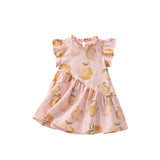 Summer Arrival Fruits Pattern Fly Sleeves Dress for Stylish Girls