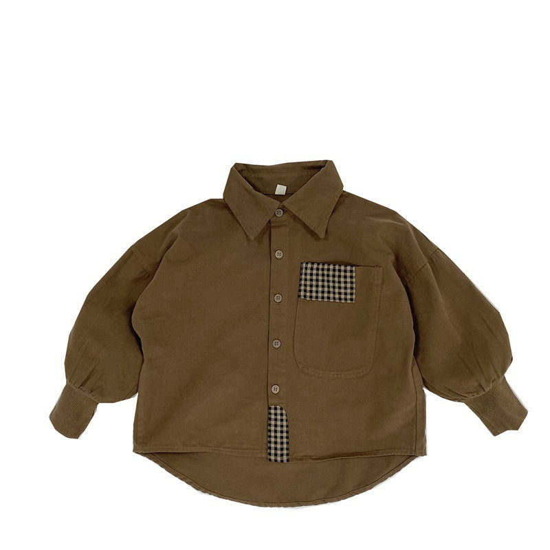 Baby Solid Color Plaid Patched Design Quality Personalized Cardigan Jacket - MyKids-USA™