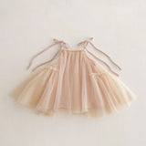 Summer Arrival Sleeveless Solid Color Tulle Dress for Stylish Girls