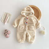 Winter Arrival Baby Cute Teddy Hooded Design Warm Fleece Rompers - MyKids-USA™