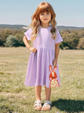 Summer Arrival Girls’ Rabbits Pattern Crew Neck Short Sleeves Dress - MyKids-USA™