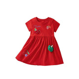 Summer Arrival Fruits Cartoon Pattern Short Sleeves Dress for Stylish Girls - MyKids-USA™