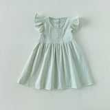 Summer New Arrival Kids Girls Fly Sleeves Floral Pattern Embroidery Princess Dress - MyKids-USA™