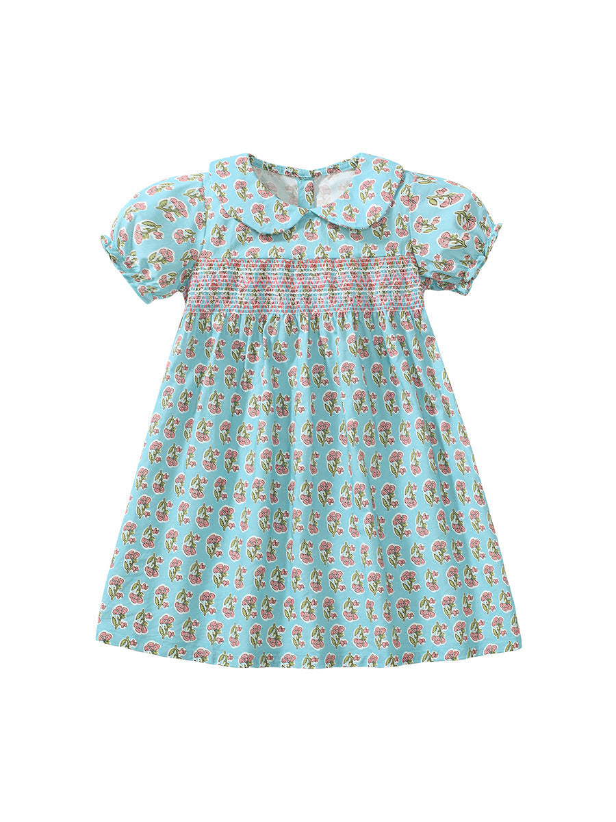 Summer Baby Kids Girls Short Sleeves Flowers Print Dress - MyKids-USA™