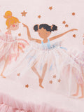 Spring And Summer Baby Girls Short Sleeves Dancers Cartoon Pattern Chiffon Dress