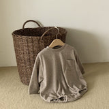 New Arrival Baby Unisex Simple Solid Color Long Sleeves Onesie With Pocket - MyKids-USA™