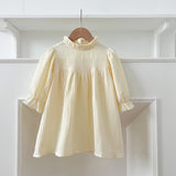 Arrival Spring Baby Kids Girls Long Sleeves Solid Color Ruffle Collar Dress