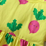 Summer Arrival Cartoon Radish Pattern Short Sleeves Dress for Stylish