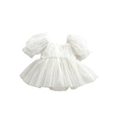 Spring And Summer Baby Girls Short Sleeves Solid Color Mesh Dress - MyKids-USA™