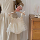 Summer New Arrival Baby Girls Sleeveless Solid Color Pleated Strap Tulle Onesies Dress - MyKids-USA™