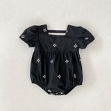 Summer Baby Girls French-style Flowers Pattern Short-sleeved Onesies and Dress – Princess Sister Matching Set