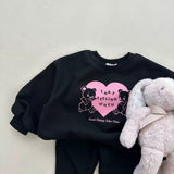 Autumn Baby Kids Unisex Casual Letters and Teddy Bears Pattern Long Sleeves Top Pullover and Pants Clothing Set