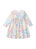 Cheap Autumn Girls Cartoon Fruits Pattern Crew Neck Long Sleeves Casual Dress