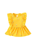 Summer New Arrival Baby Kids Girls Sleeveless Ice-Cream Pattern Crew Neck Yellow Dress - MyKids-USA™