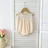 New Design Summer Baby Kids Girls Floral Pattern Embroidery Lace Patchwork Sleeveless Crew Neck Onesies And Girls’ Dress – Princess Sister Matching Set - MyKids-USA™